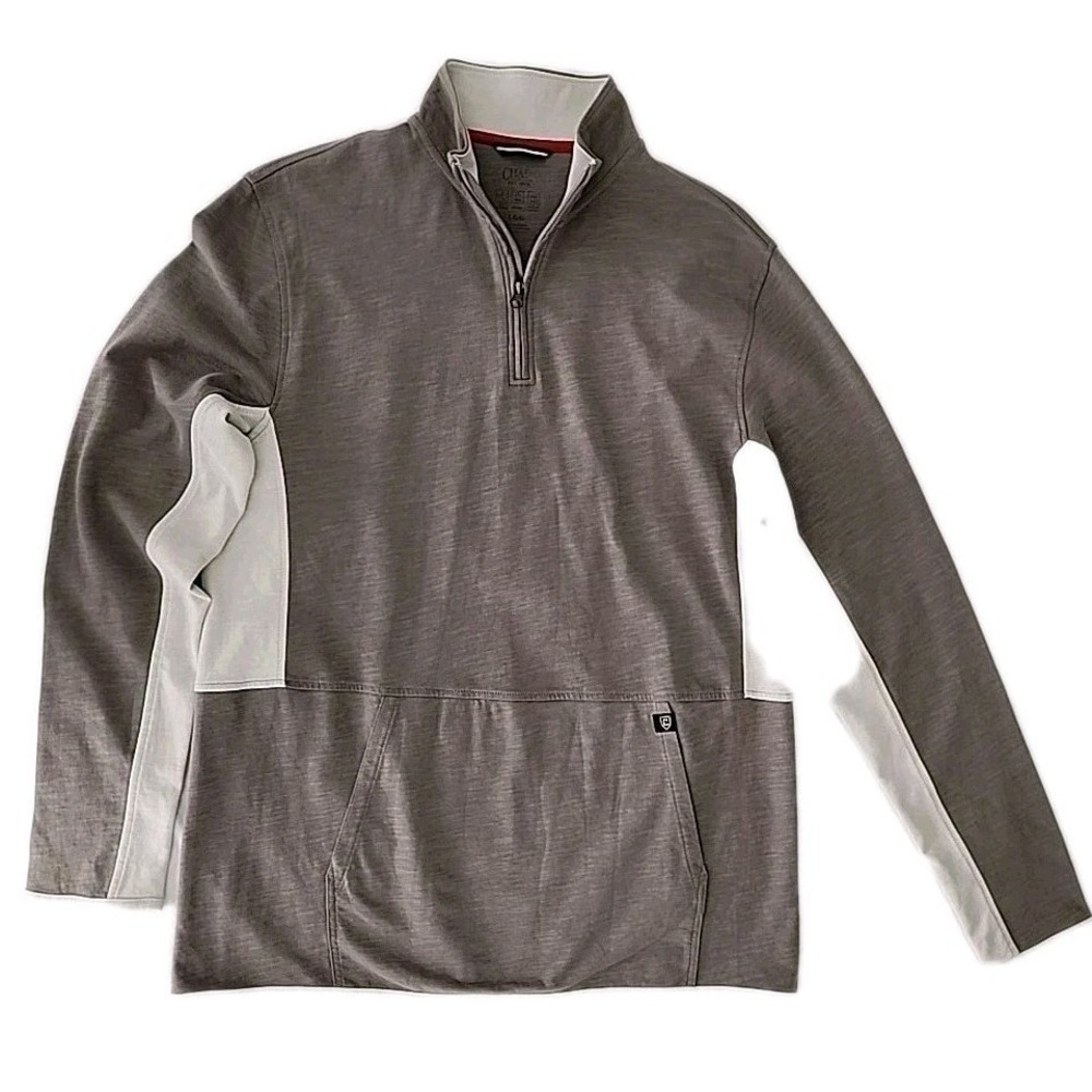 Chaps‎ Classic Fit Men's Large Golf Pullover UV Protect Gray Colorblock 1/4-Zip